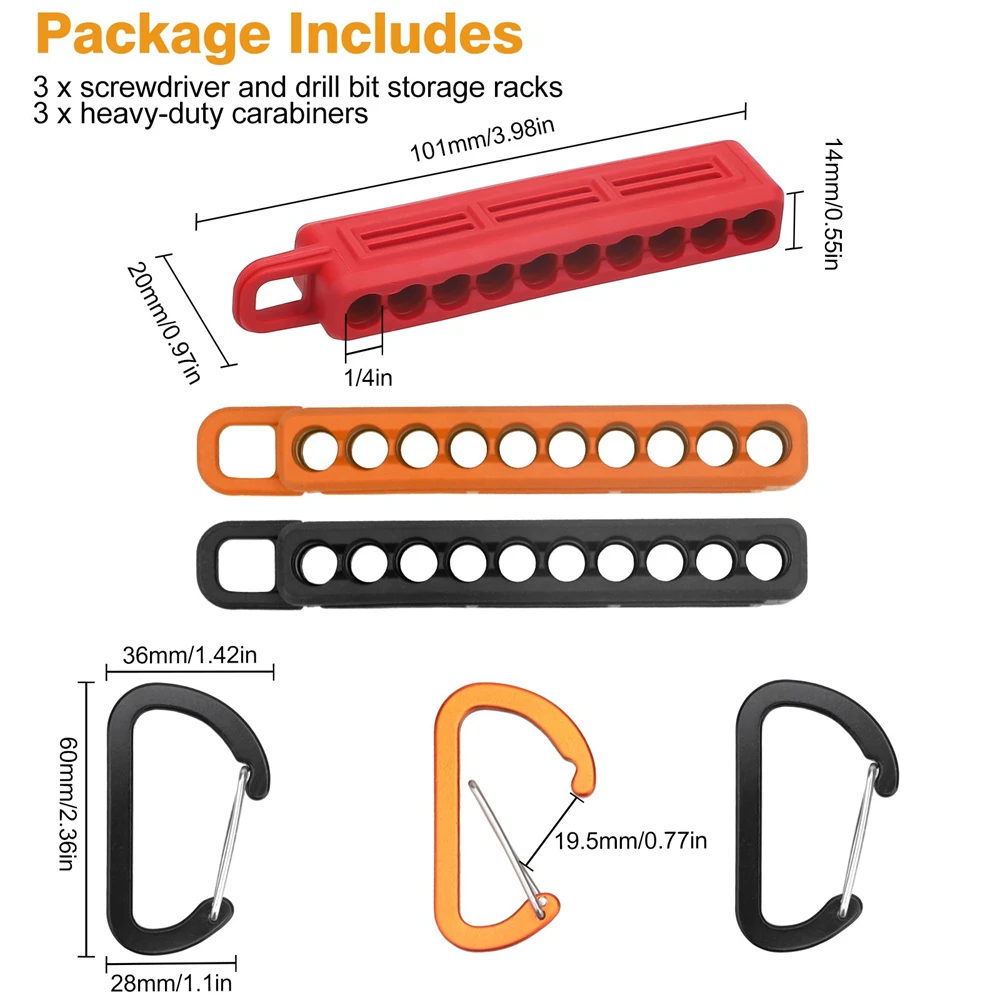 Screwdriver Bit Holder 1/4" Hex Shank Bits Screwdriver Bit Storage Organizer Drill Bit Storage Clip Tools