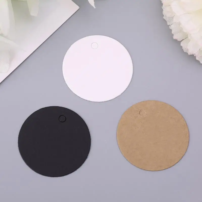 72XF 100pcs Blank Kraft Paper Hang Tags Wedding Party Favor Label Price Gift Card 4cm