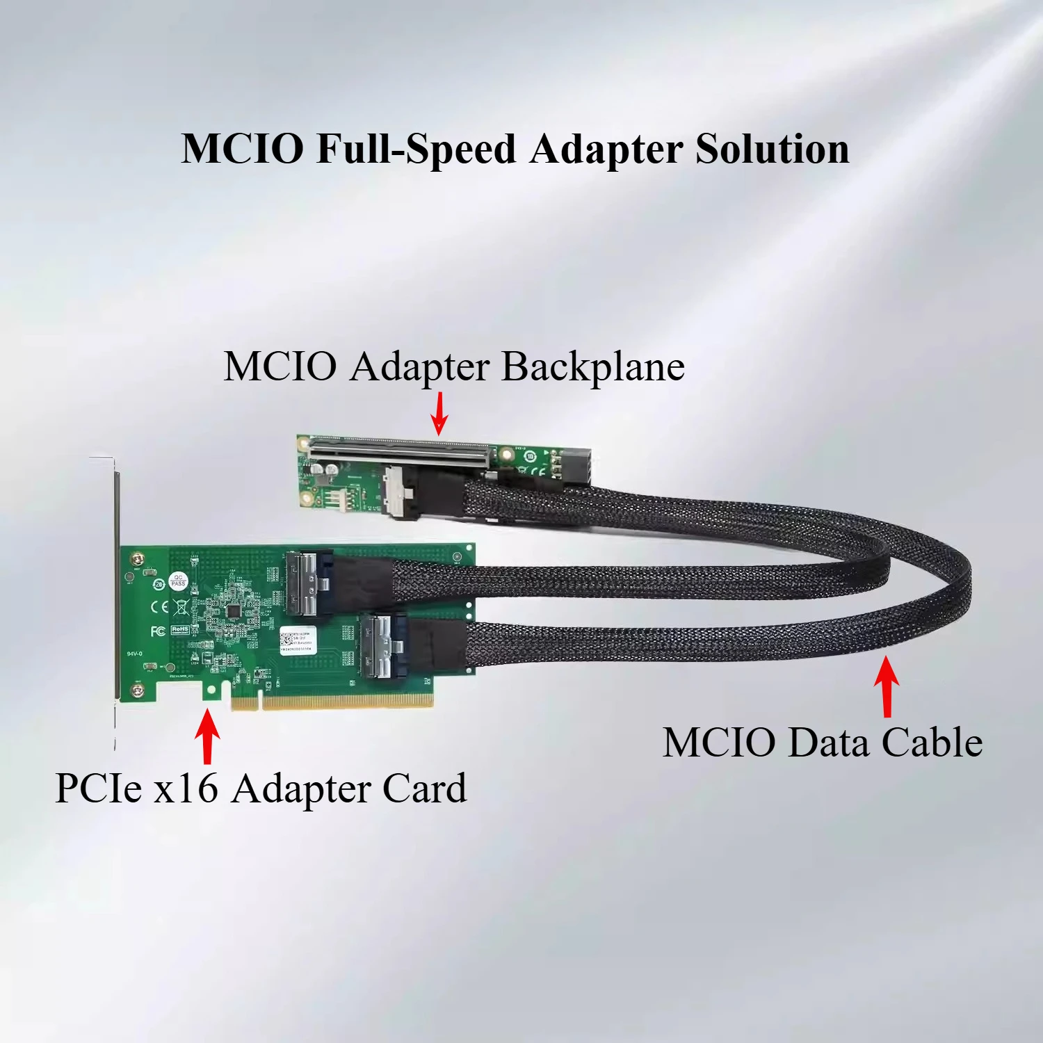PCIe 5.0 MCIO 8i X8 고속 데이터 전송 케이블 MCIO to MCIO 8X 남성-남성 연결 케이블 서버 NVMe PCI-E GEN5.0 32Gbps