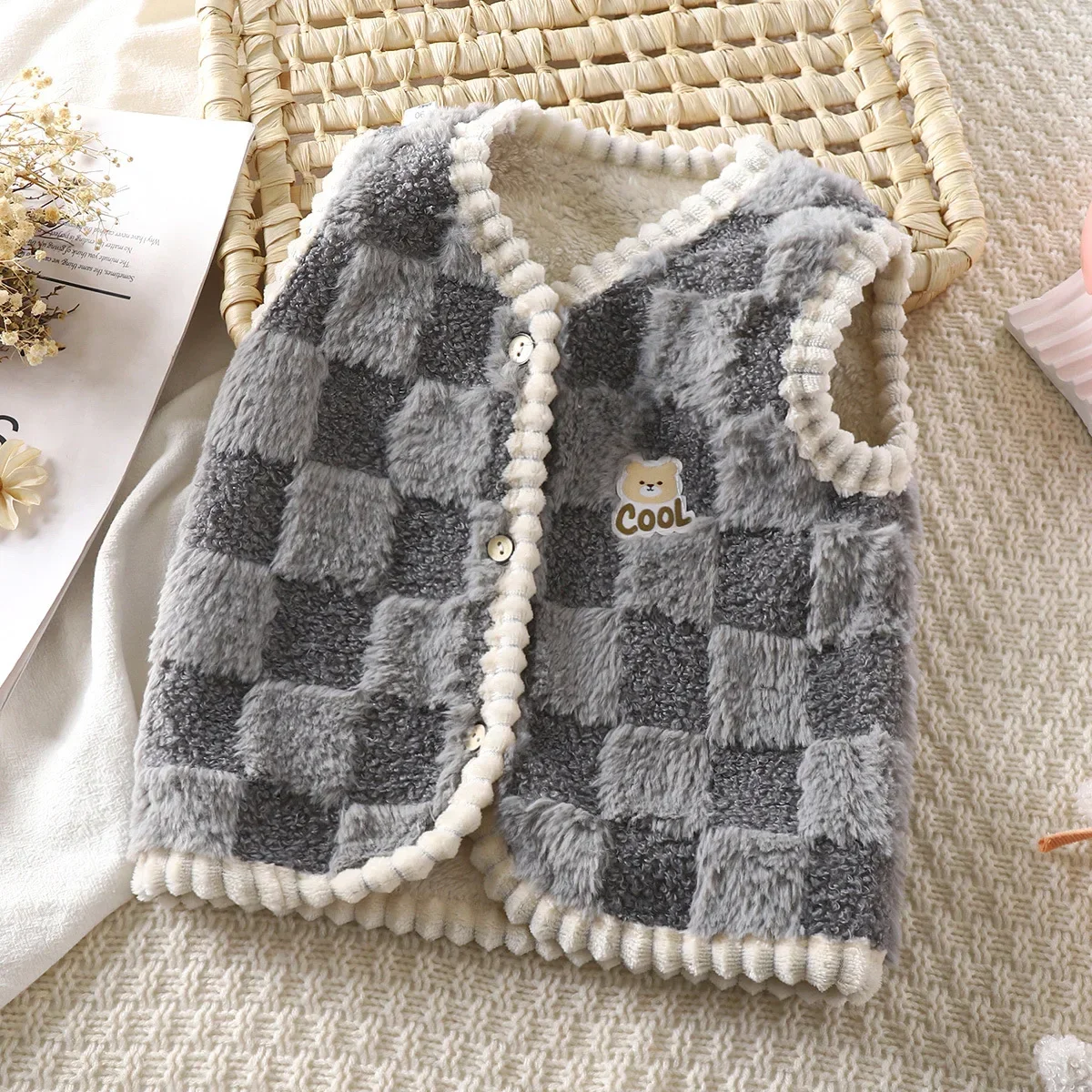 Children's Vest Cardigan Unisex Vests Waistcoats Girl Boy 2-8Y Baby Flannel Thickened Home Clothes Toddler Girl Winter Clothes children vest