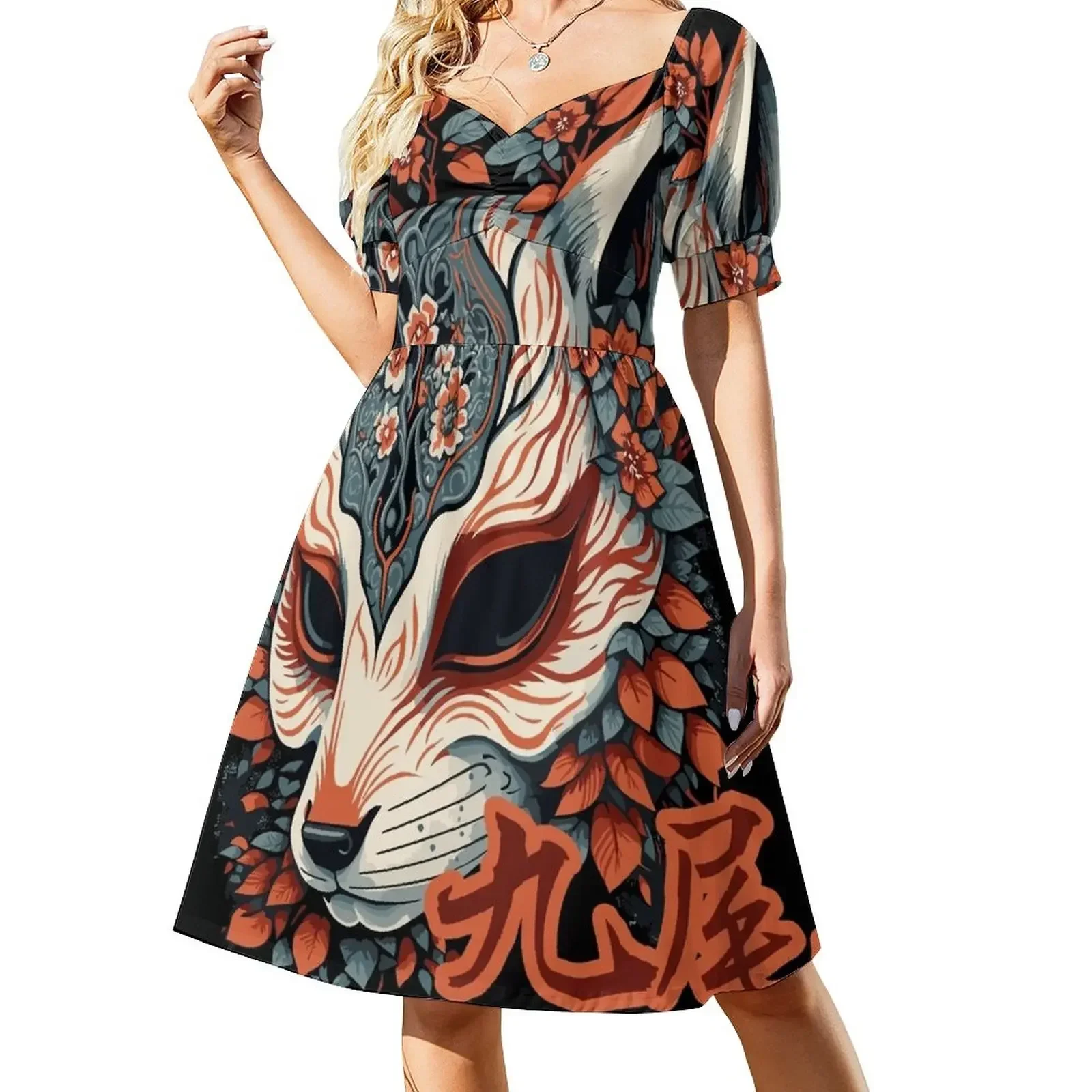 thumbnail image 1 of Vestido de manga corta Nine Tail Fox Kitsune vestido de noche para mujer ropa de mujer novedades de verano, 1 of 8