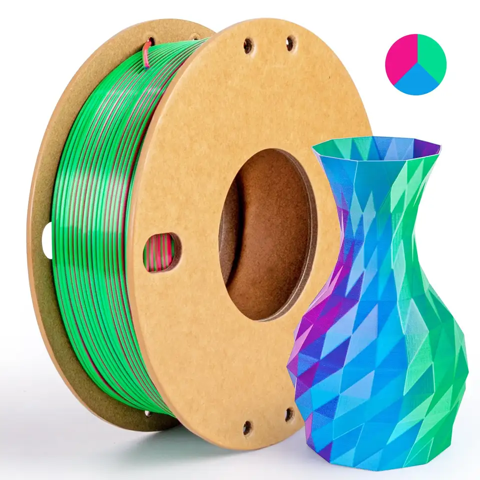Three Color PLA Silk Filament 250g per Roll Net Weight, Suitable for FDM 3D Printers, 1.75mm Silk PLA 3D Printing Material. image 12