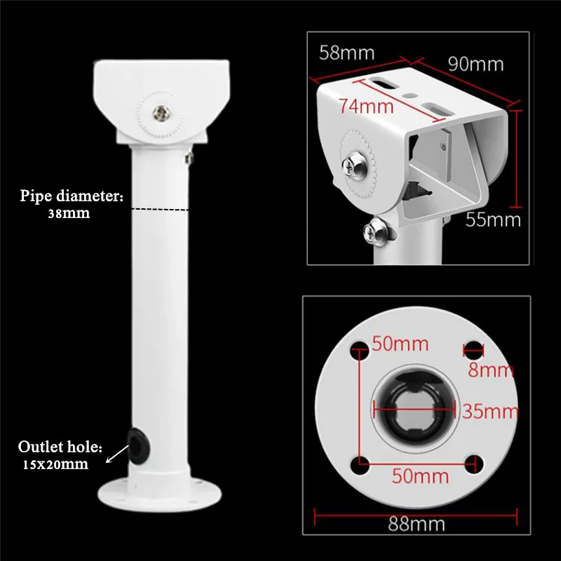 Aluminum Alloy Vertical Mount/Ceiling Mount Bracket Lengthening Wall Hanger CCTV Security Camera Bracket Thick Straight Tube