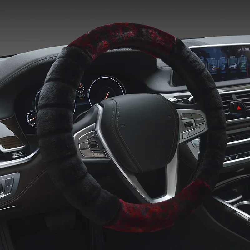 Winter Plush Car Steering Wheel Cover Universal Warm Faux Fur Auto Handlebar 37/38cm steering wheel cover