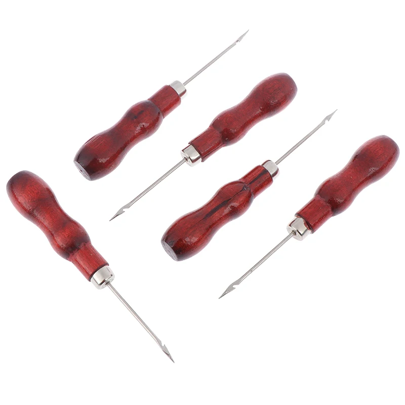 5 Pcs Red Leather Craft Awl Hand Sewing Tool Leather Shoes Repair Hook Awl Puncher Positioning Drilling Tool