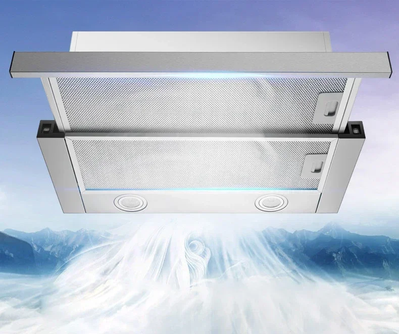 Kitchen Stainless Steel Extractor Hood 60cm Cooker Range Hood Embedded Range Hidden Push-pull Small Apartment