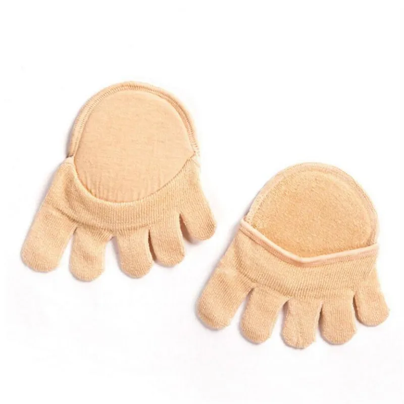 גרבי נשים רכים מסיליקון עם תוספת אנטי-החלקה, פתח קדמי ללא עקב, כרית כותנה עם כרית קדמית בלתי נראית לרגל