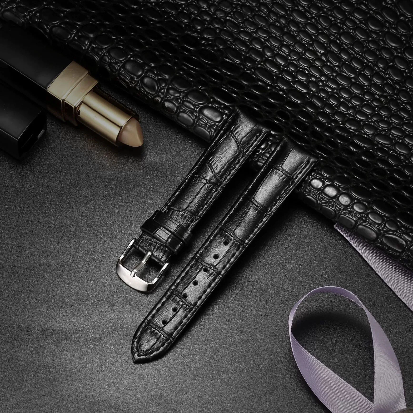 Elegant Alligator Leather Unisex Watch Strap - Genuine Leather Replacement Band