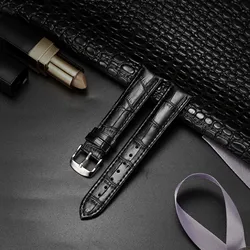 Elegant Alligator Leather Unisex Watch Strap - Genuine Leather Replacement Band - 18mm (Black)