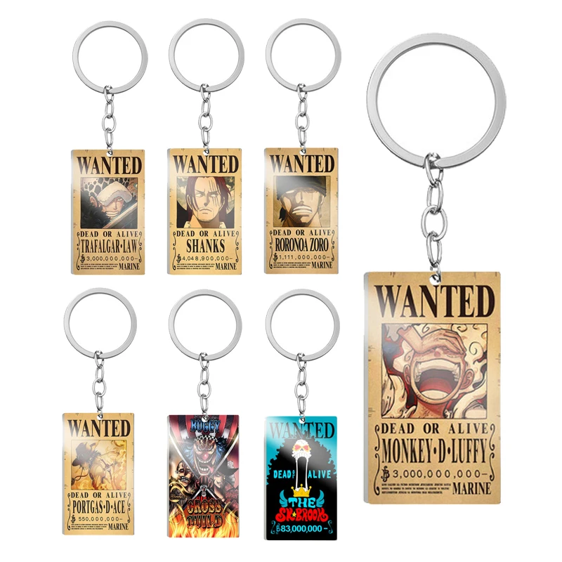 One Piece Rufy 3 Billion Bounty Portachiavi New Zoro Chopper Action Figures Metal Wanted Portachiavi Per Chiavi Dell'Auto Anello Giocattoli Anime