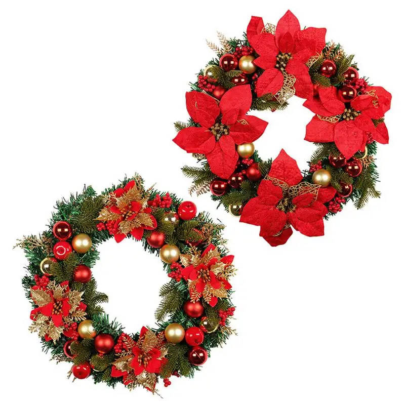 

40cm Artificial Garland Outdoor Christmas Wreath Window Artificial Hanging Christmas Garland 2024 For Party Wall Door Decoration