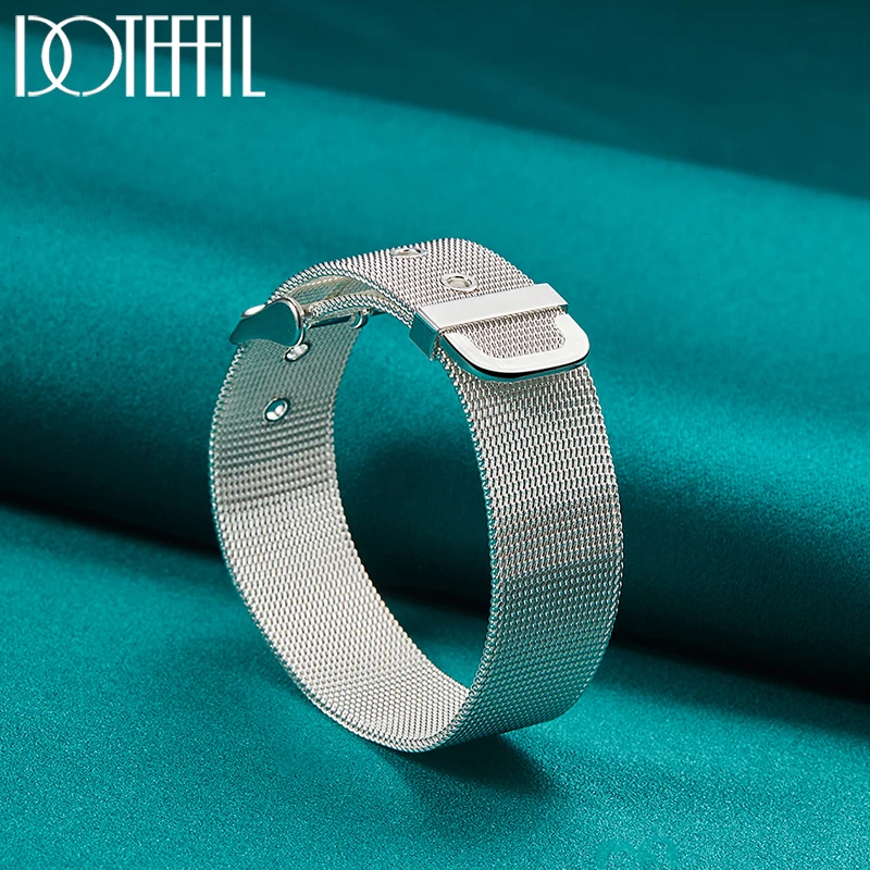 E.シュミット　スターリングシルバーベル DOTEFFIL-925スターリングシルバーのWeb時計ベルト,男性と女性の