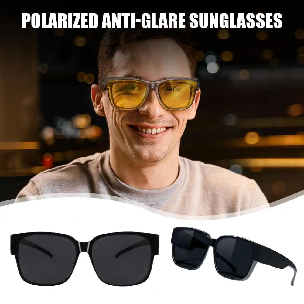 Anti Glared Polarized Sunglasses Over Glasses Night Vision Glasses Nighttime Driving UV400 Protection Wraparound Sunglas