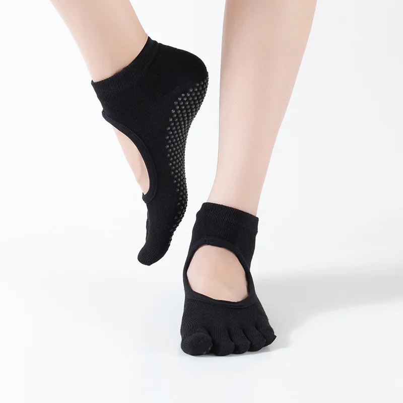 Women Yoga Socks Backless Five Fingers Socks Gym Fitness Sport Pilates Dance Ballet Non Slip 5 Toe Cotton Footwear Woman