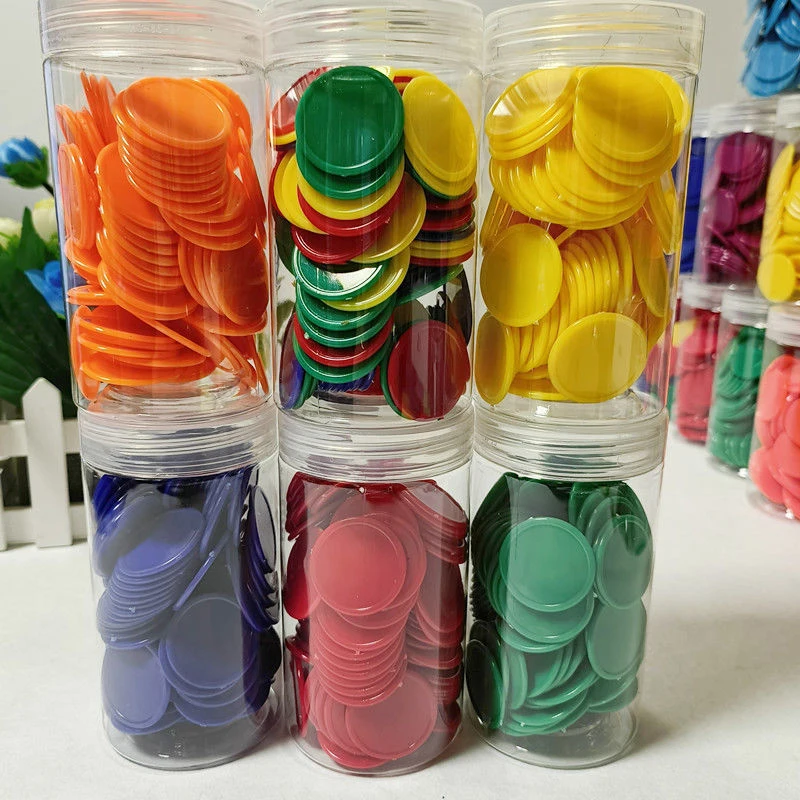 Plastic Bingo Markers Chips 4 Colors 37MM Counting Coins Children Adullts Party Games Juegos De Mesa Familiares Divertidos 5