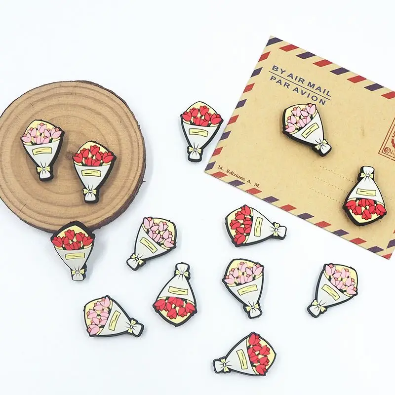 

Chenkai 10PCS Rose Beads Valentine's Focal Beads For Pen BPA Free Beadable Pen Silicone Charms Character Beads For Pen Making