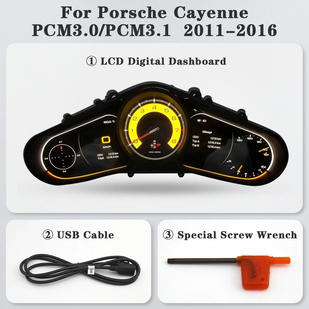 AUTOTOP 12.3" LCD Digital Cluster Instrument Speedometer for Porsche Cayenne 2011-2016 PCM3.0/PCM3.1 Linux System Dashboard