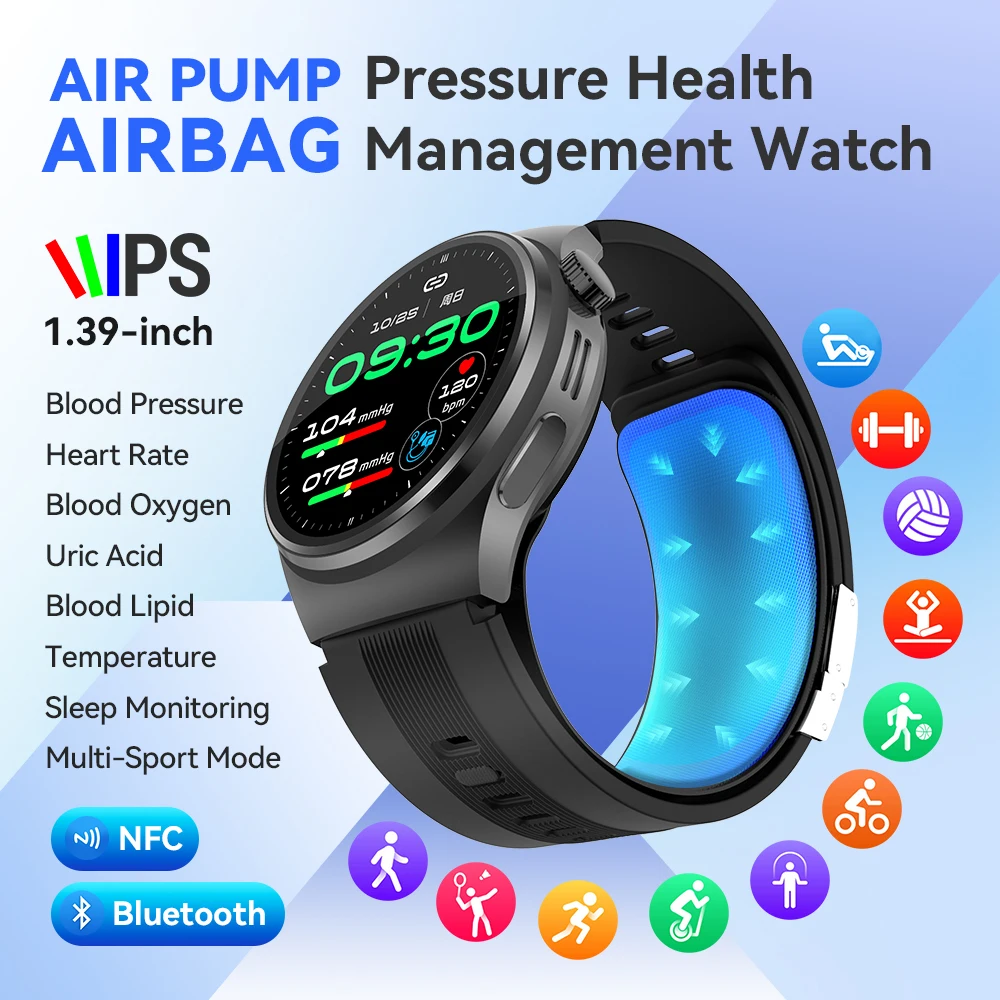 NOYAFA New SmartWatch Accurate Blood Pressure Measurement Watches Blood Lipid ECG Smart Watch NFC Health Fitness Sport