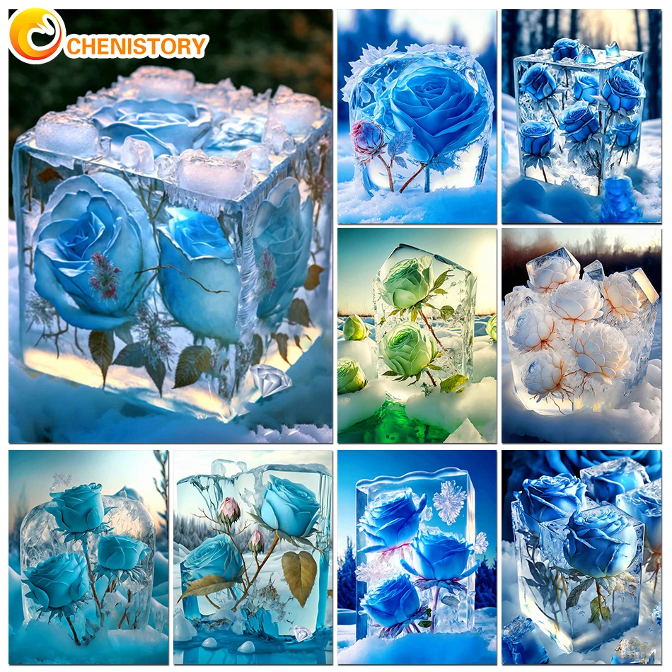 

CHENISTORY Diamond Painting Winter Landscape Flower Full Diamond Mosaic Rhinestone Embroidery Cross Stitch Home Decor Gift