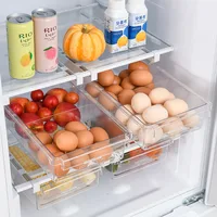 Organisateur de réfrigérateur, étagère de rangement pour réfrigérateur, étagère de congélateur, boîte de rangement pour réfrigérateur extractible, boîte de conservation des aliments, séparateur 2