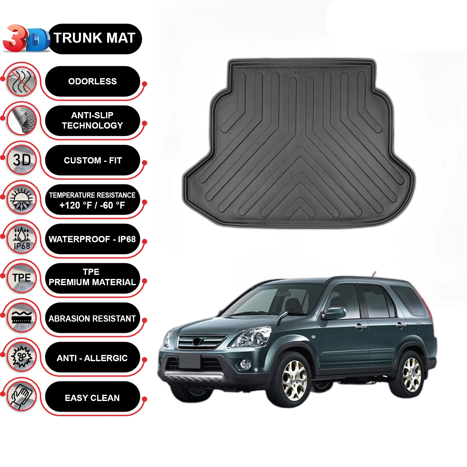 

Honda CR-V 2002-2006 Cargo Liner Rear Trunk Floor Mat