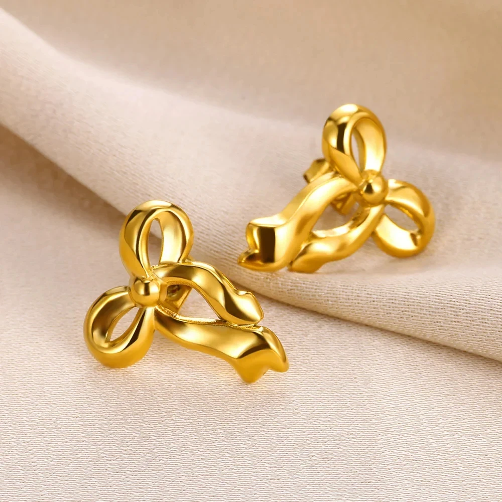 Fashion Bow Knot Stud Earrings for Women Girls