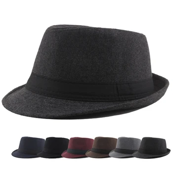 Autumn Winter Woolen Top Hats  Fedoras Top Bowler Hats Round Caps Jazz Cap Women Men Leisure Performance Hat Headgear 1 Pcs