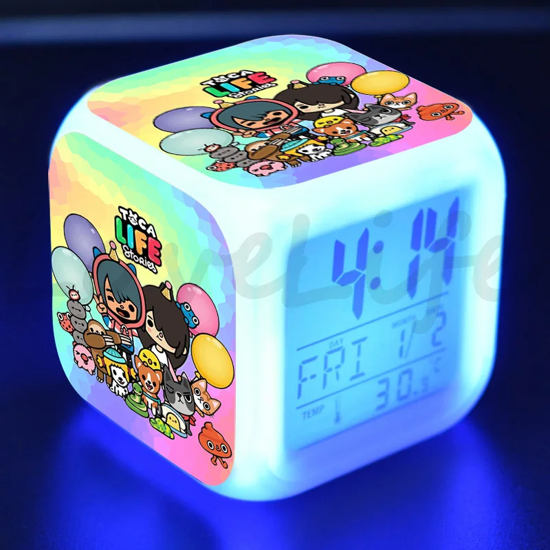 Toca Life World Alarm Clock Kids Anime Desk Clocks Children Cartoon Led