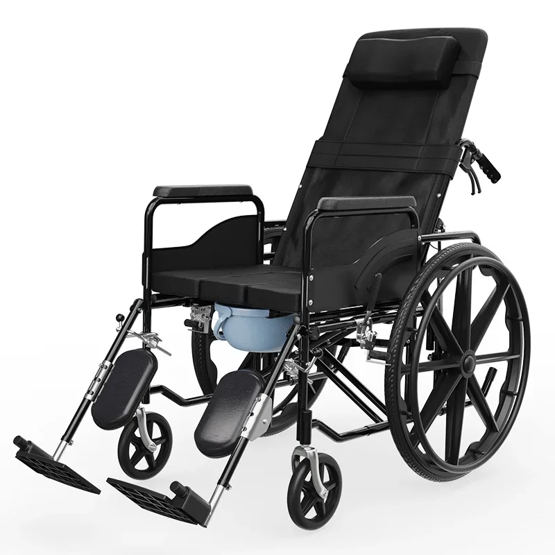 100kg load-bearing folding lightweight Oxford cloth full lying model with toilet wheelchair trolley