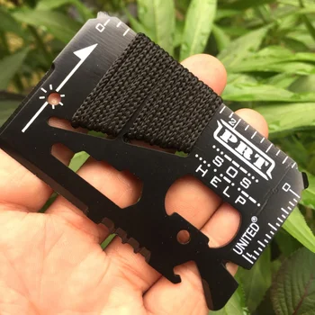 14 In 1 Multi Functional Stainless Steel Camping Life Saving Tool Card Outdoor Life Saving Card Binding Rope Rescue Knife Card 1