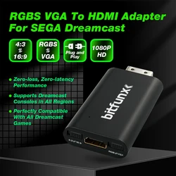 Bitfunx RGBS VGA to HDMI 호환 어댑터, DC to HDTV 컨버터, 모든 SEGA 드림캐스트 콘솔용