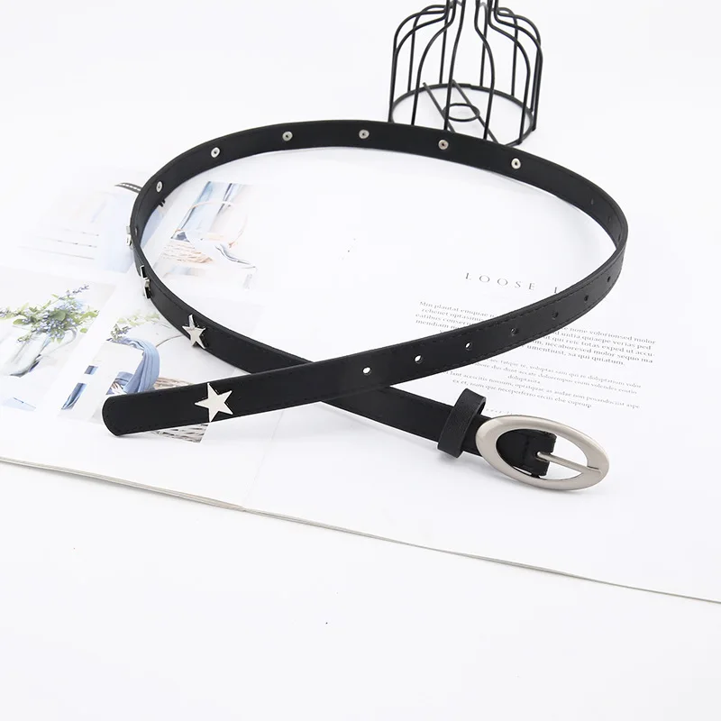 

Luxury Design Fashion Casual Leather Metal Star Belt Women's Versatile Jeans Girdle Gothic Bohemian Korean Corset Y2k Accessory