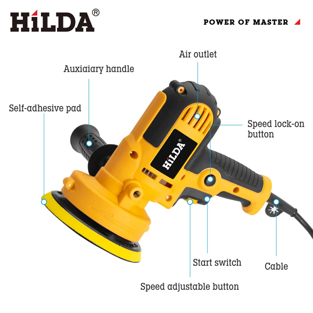 600W Electric Car Polisher Machine 3500rpm Auto Polishing Machine Variable Speed Sander Small Portable Polish Waxing Tools