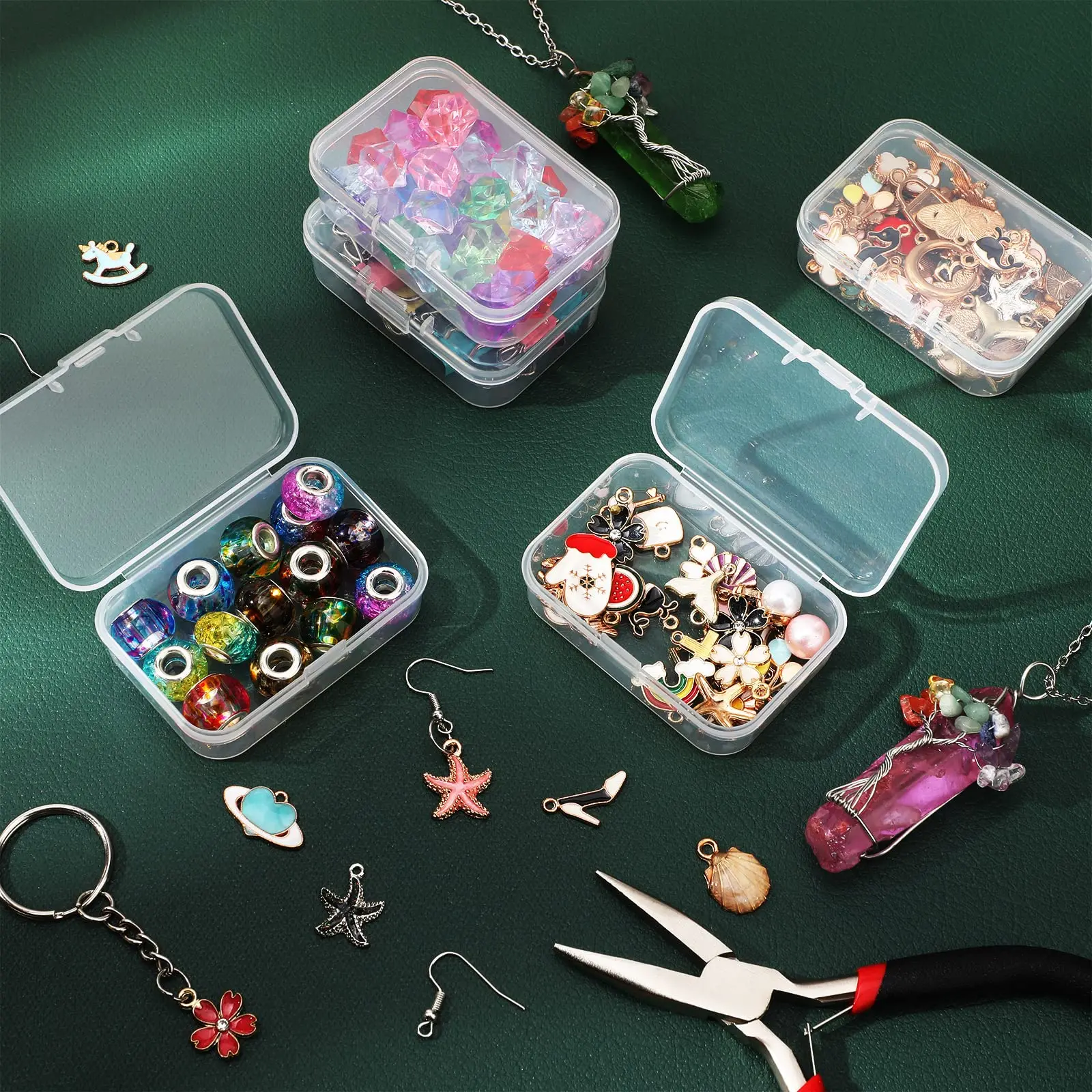 PP Storage Box 5Pcs/10Pcs Mini Transparent Plastic Case Container Square Rectangle Packaging Jewellry Beads Small Items