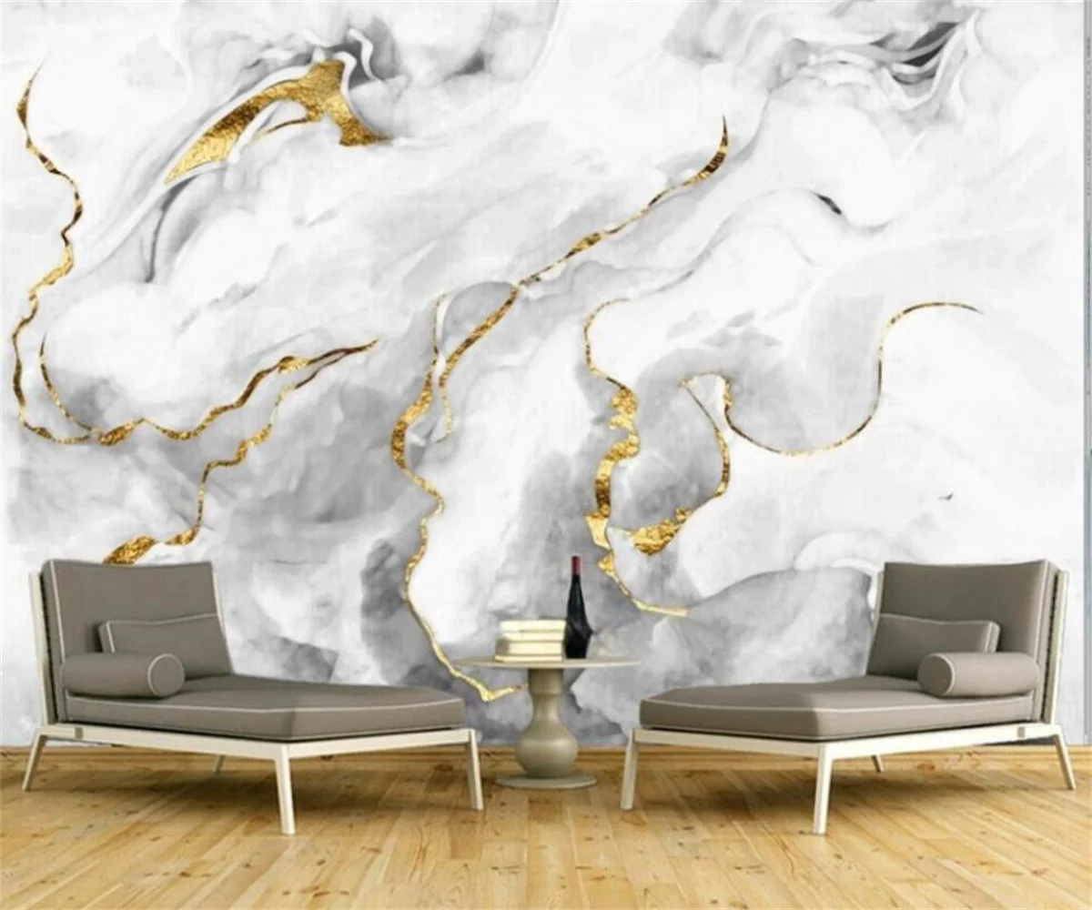 Customized papel de parede 3d new Chinese style abstract gold foil ink landscape mural living room background wall 3d wallpaper