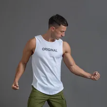 

Men's Cotton Sleeveless T Shirt Gym Fitness Sports Vest Running Workout Vest Letter Print Plus Size T Shirt Man Casual Home Tops