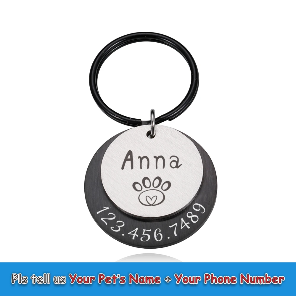 Personalized Engraving Pet ID Tags Anti-lost Dog ID Tag Identification Customized Pet Name Puppy Collar Dog Cat Tag Pet Supplies 