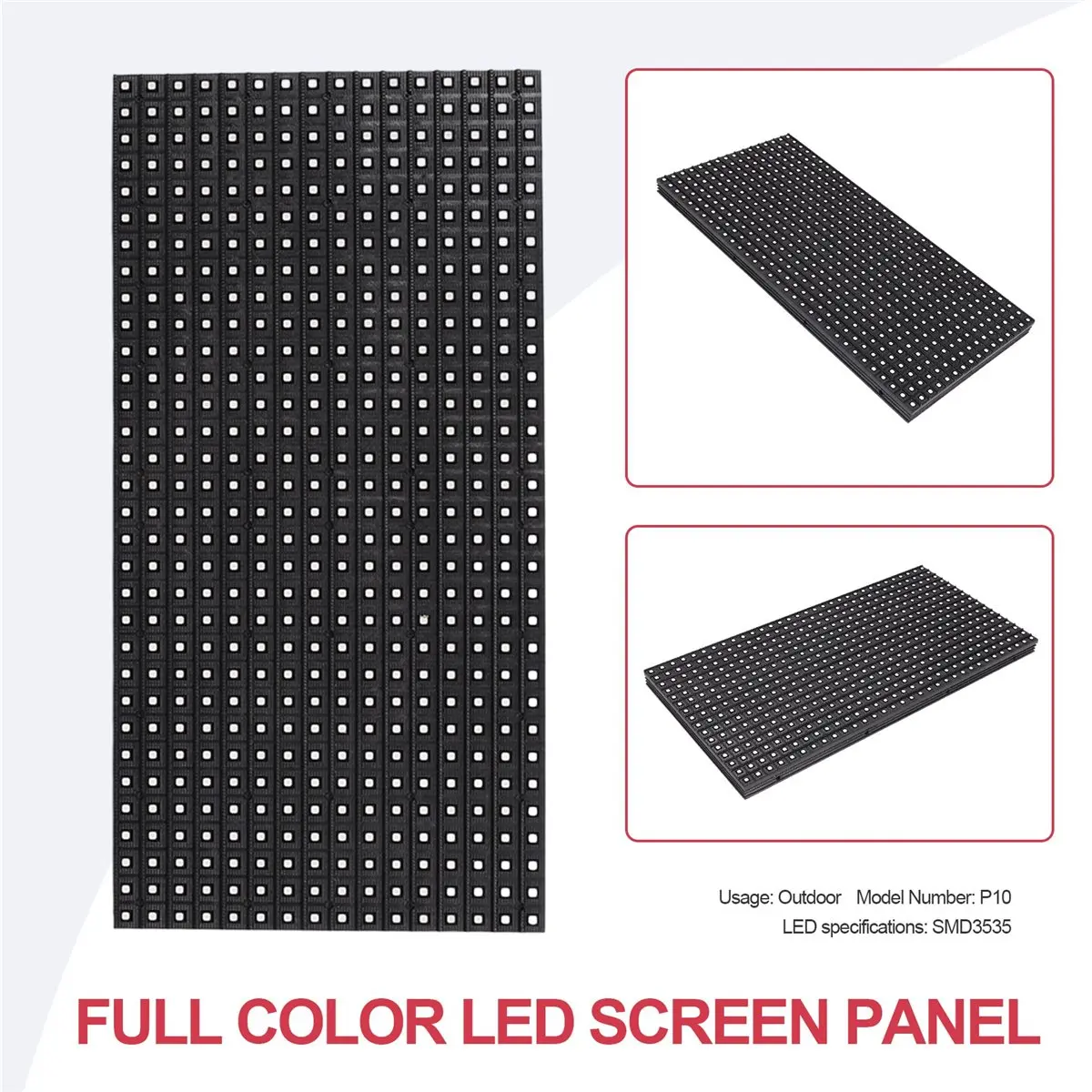  51J 전자 액세서리, 2개 P10 풀 컬러 실외 LED 모듈 HUB75 SMD3535 32x16 픽셀(검은색)