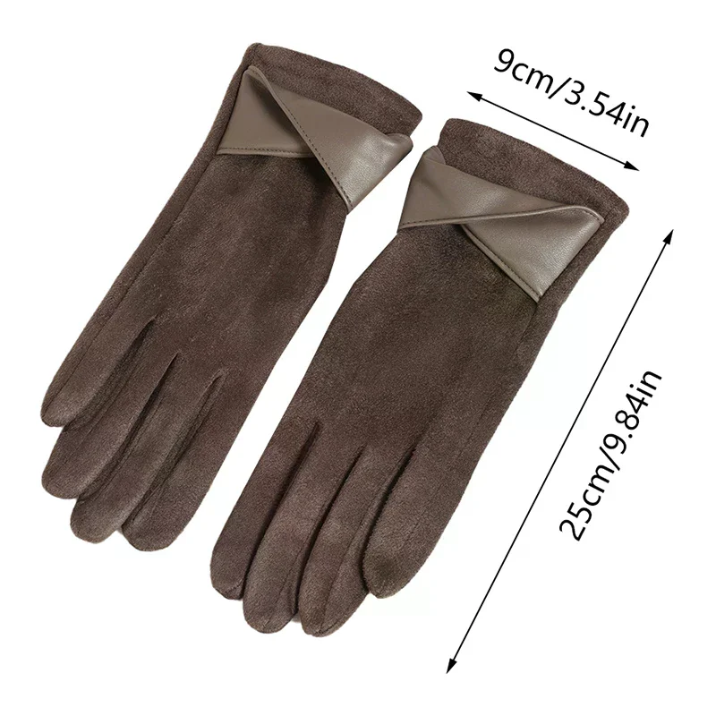 1 Pair Suede Gloves For Women Winter Velvet Gloves Elegant Touch Screen Gloves Riding Driving Keep Warm Outdoor Christmas Gift - 6