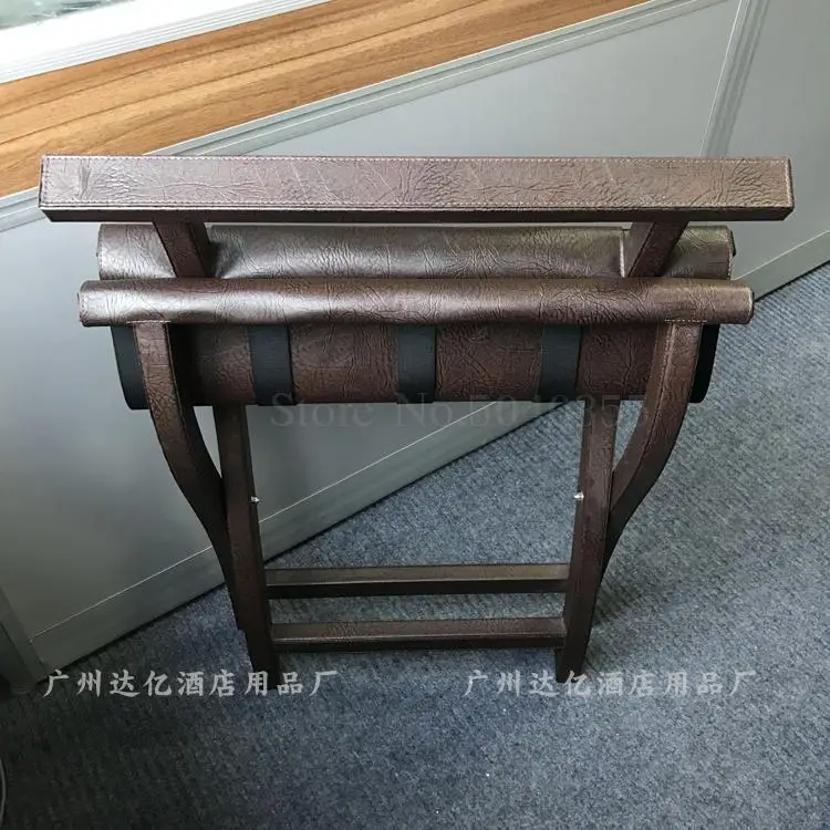 Room set leather luggage rack hotel suite leather racks bedroom folding floor home storage rack vertical