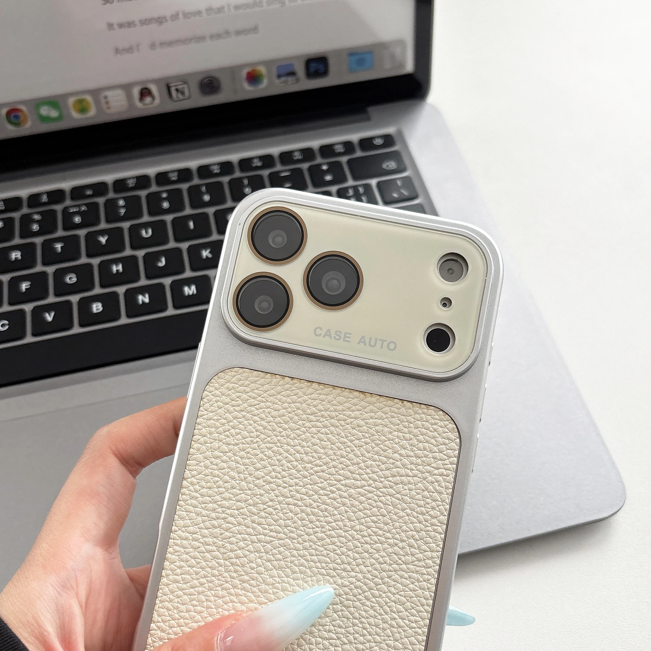 Luxury Litchi Skin Texture PU Leather Phone Case with Lens Protector