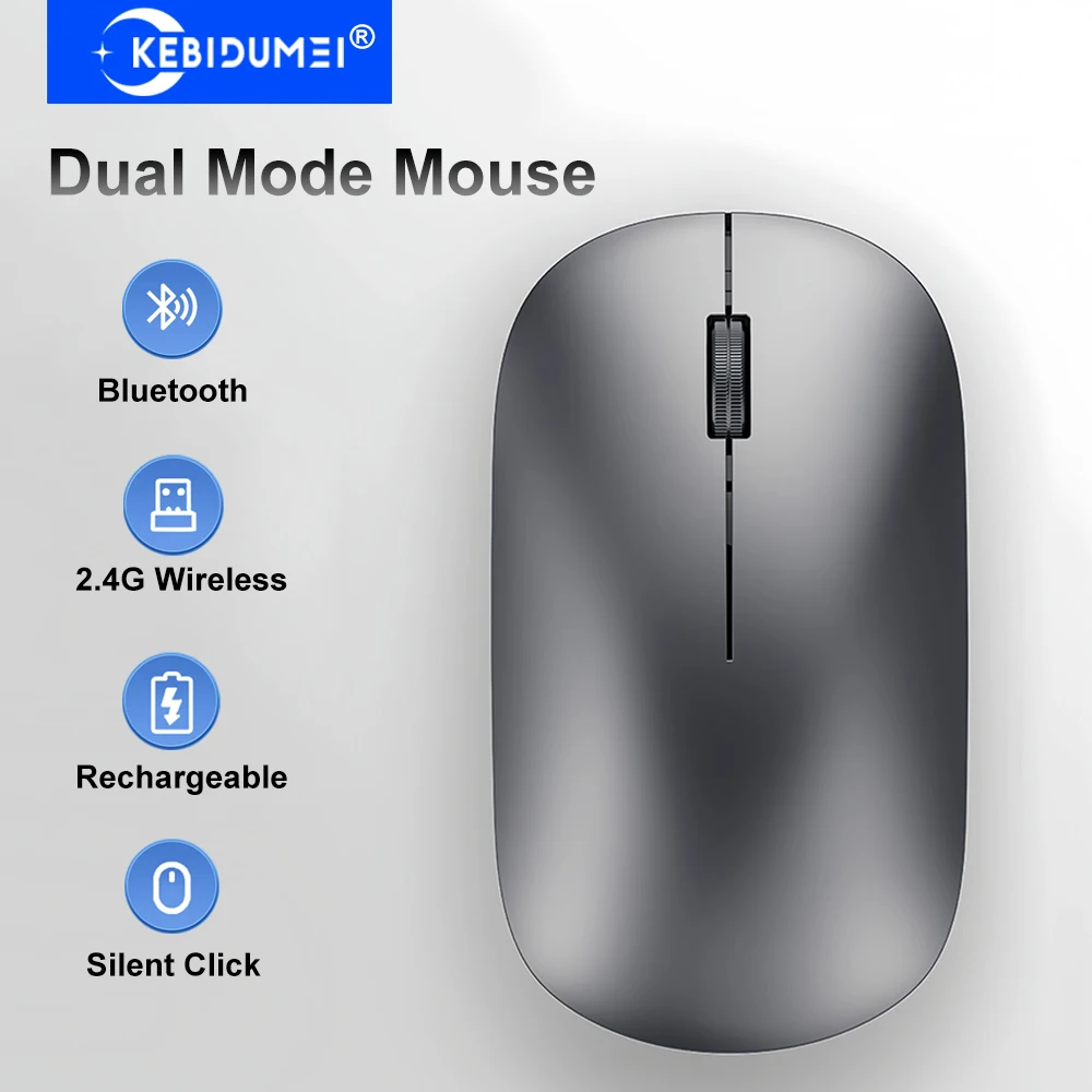 Souris sans fil Bluetooth 2.4G, double Mode, Rechargeable, pour jeu, bureau, bouton silencieux, pour PC, ordinateur portable, tablette