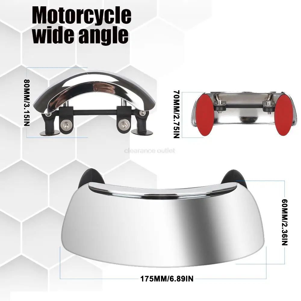 

Motorcycle Tuning Accessories Wide-angle Mirror Large Field Of View Reflector 180 Degrees Full View Without Blind Spot Mirrors