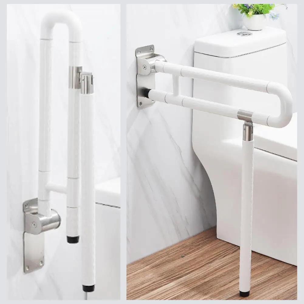 Sturdy Toilet Grab Bar, Foldable Toilet Grab, Flip-Up Safety Rail, Foldable Grab Bar With Particle Texture,Anti-rust
