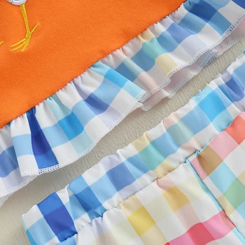 Adorable Baby Girls Summer Outfit Floral Print Bunny Patch Flutter Sleeves Top and Ruffled Shorts Set Stylish 2 Piece Clothing 1