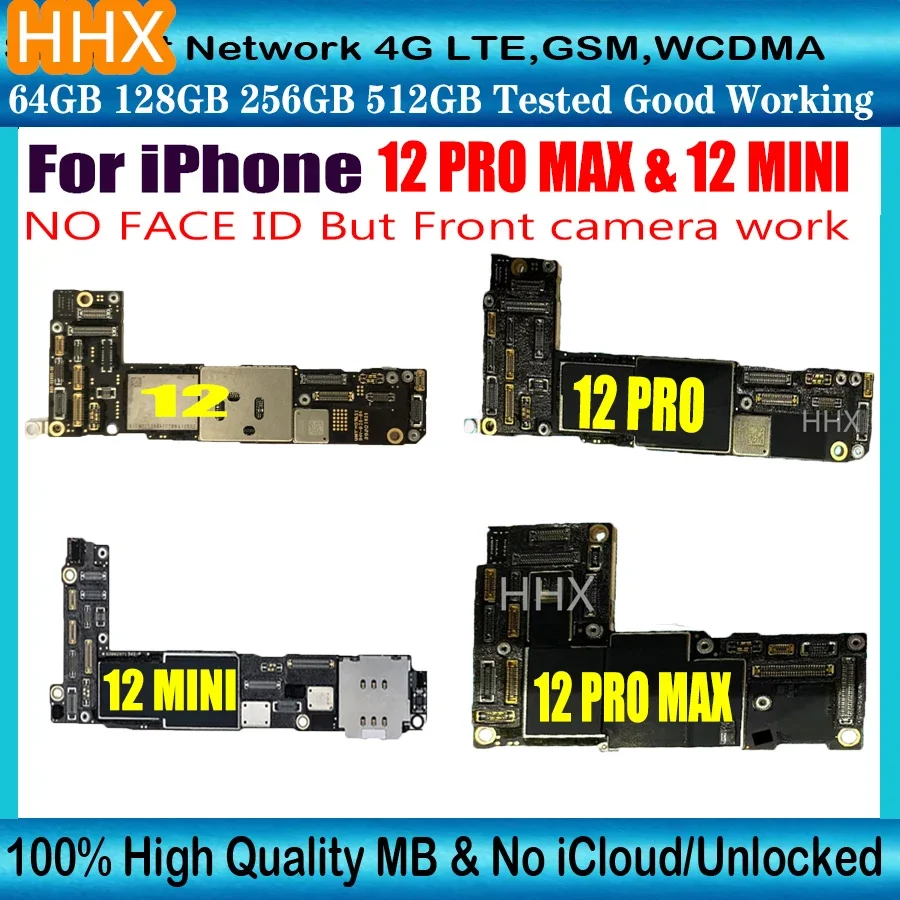 Clean iCloud iPhone 12 / 12 Pro / Pro Max Motherboard With Face ID Original Unlocked Logic Board