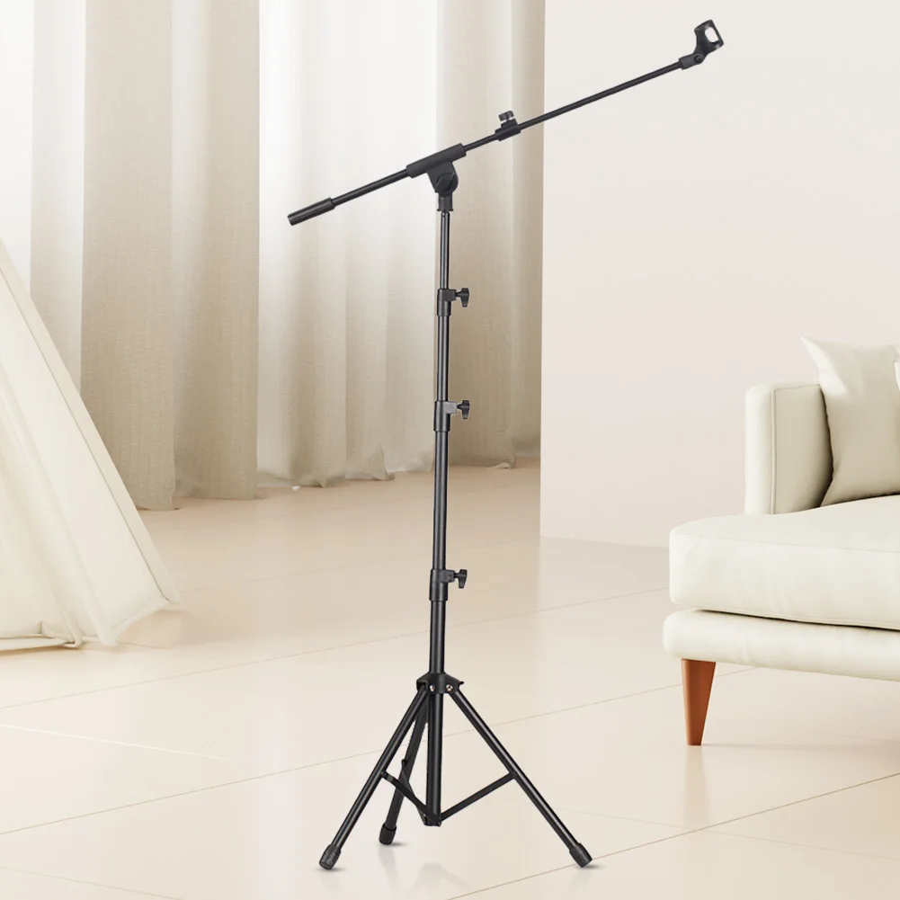 Floor Mic Stand Tripod with Carrying Bag and 2 Mic Clips Microphone Holder Height Adjustable Mic Holder for Singing Performance