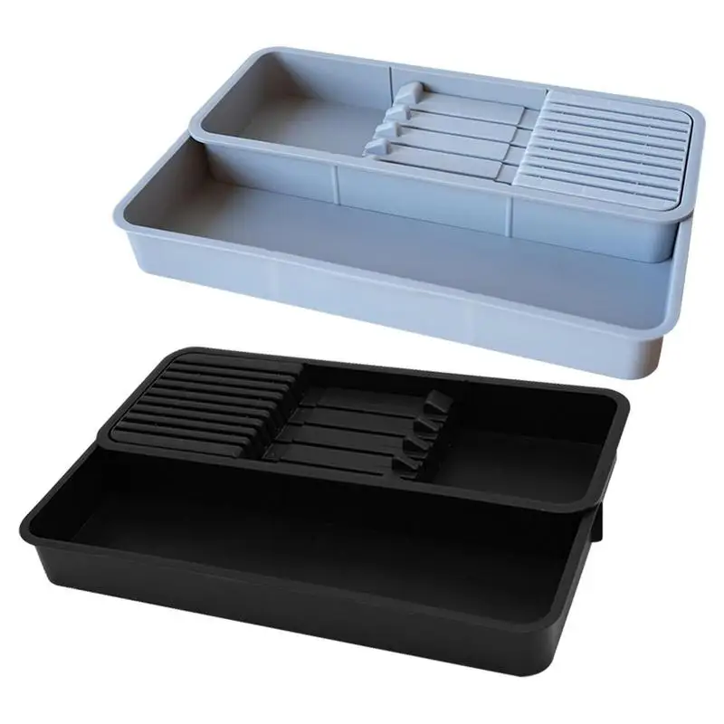 

Ящик для ножей, органайзер, регулируемые коробки для хранения ножей со съемной перегородкой, для домашнего хранения, аксессуары, инструменты