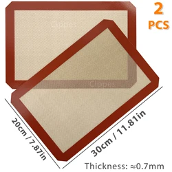 Silicone Non-Stick Heat-Resistant Baking Mats - Set of 2, Versatile Bakeware Sheets for Cookies, Macarons, and Bread (2PCS Red30x20)