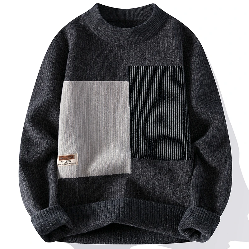 thumbnail image 1 of Suéter de cachemira de lujo de alta gama para hombre, nuevo jersey de cuello alto de invierno, suéteres gruesos y cálidos, jersey de Navidad para hombre a la moda, 1 of 4